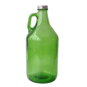 Vendita calda 1.5 L mezzo gallone vetro verde bevanda brocca di vetro cucina pentola Whisky bottiglia di vino con tappo a vite in alluminio