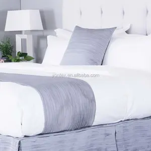 100% कपास सफेद बिस्तर शीट सेट हिल्टन 4 Pcs बुना होटल बिस्तर