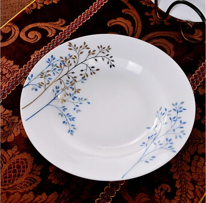 Haonai-plato elegante de porcelana de hueso, juego de platos de cena de 9 pulgadas, Juego de 4 con diseño personalizado