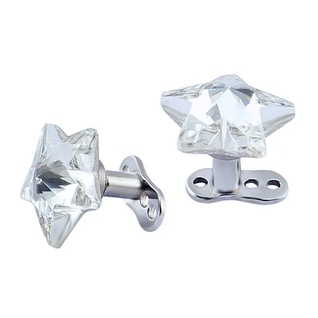 Titanyum yıldız kristal mikro dermal anchor piercing takı