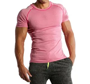 Camiseta de manga curta masculina, t-shirt de manga curta slim fit para academia, musculação e treino