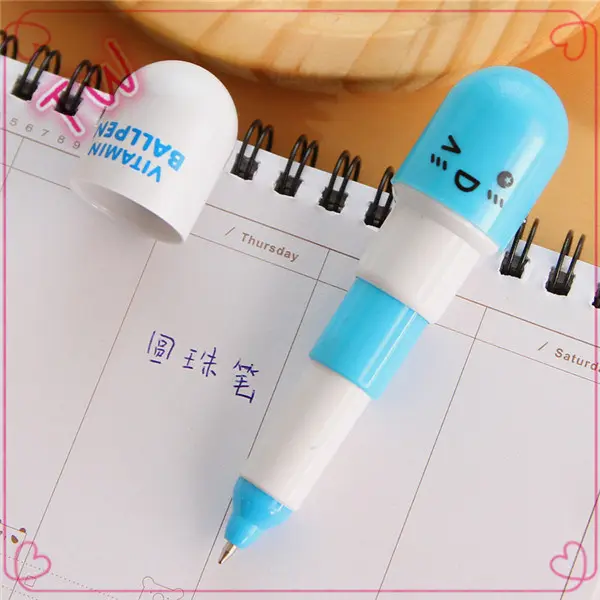 Groothandel Briefpapier Luxe Plastic Mini Bal Pen Pillen Vorm Bal-Point Pen Met Inkt 001