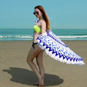 Sheng Chun New Summer Large Microfiber Printed 1.5m Round Beach Towels With Tassel Circle Beach Towel Serviette De Plage