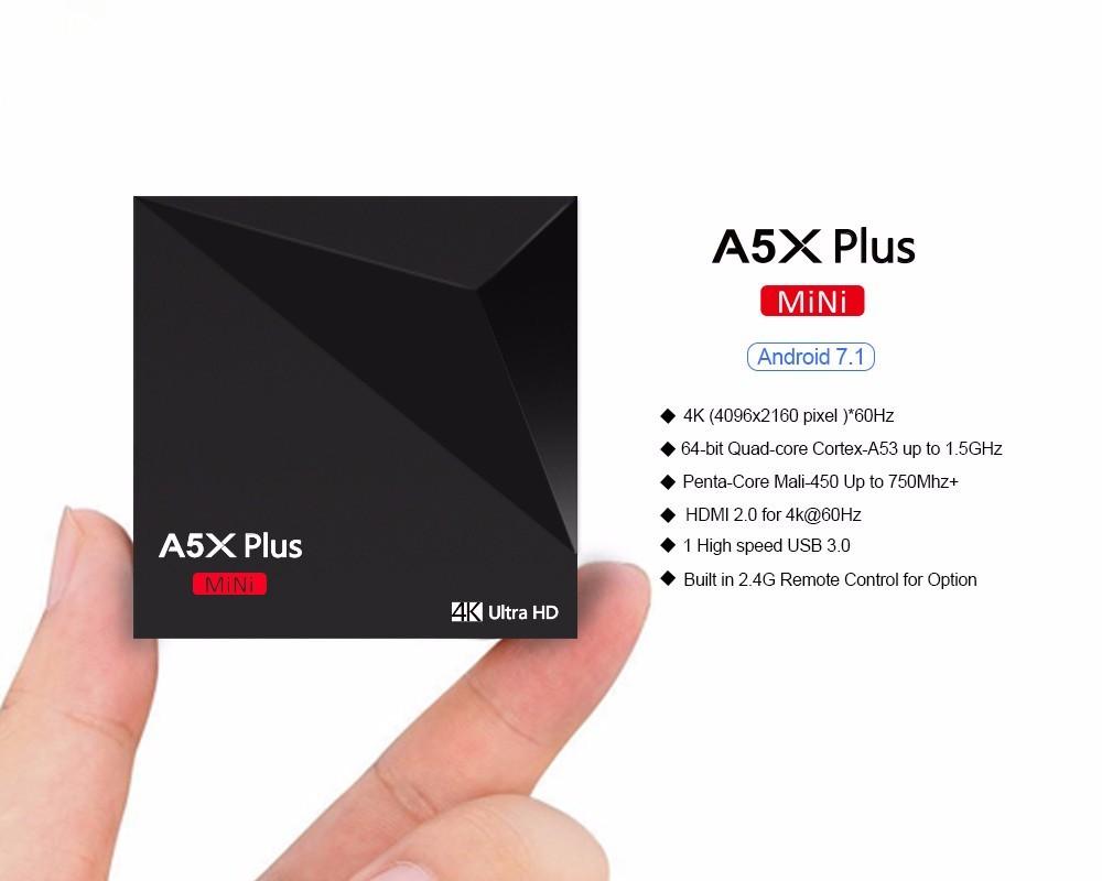 Top-Rey RK3328 Más Nuevo Android 7.1 Mini Rockchip 1 GB/8 GB Set Top Box WiFi UHD 4 K 2 K Android TV BOX A5X Plus