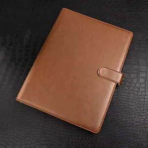 A4 Hoge kwaliteit lederen cover notebook 4 ring metalen binder organisator journal notitieblok business met gesp