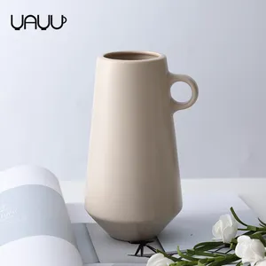 Vientre mate de cristal chino porcelana cerámica decoración del hogar flores jarrón para la venta