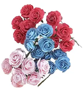 30 Stück Papier Rosen künstliche Blumen mit Draht Stiel Handwerk Projekt Home Hochzeits feier begünstigt Valentinstag Dekoration