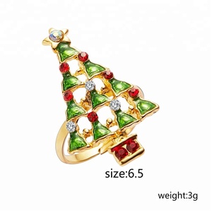 Bagues <span class=keywords><strong>de</strong></span> Noël pour femmes, bijoux <span class=keywords><strong>de</strong></span> doigt mignons et tendance, or, arbre, <span class=keywords><strong>flocon</strong></span> <span class=keywords><strong>de</strong></span> <span class=keywords><strong>neige</strong></span>, Père Noël - Product Image 6