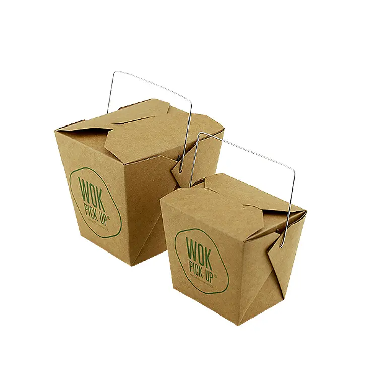 Happypack caixa de macarrão de papel descartável, leva o papel frio caixa de macarrão de papel com alça, amostras gratuitas de logotipo personalizado