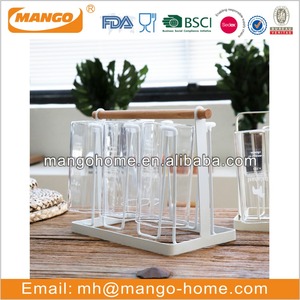 Tazza di <span class=keywords><strong>metallo</strong></span> Ferro Supporto di Tazza di Vetro Del Basamento Cremagliera Del <span class=keywords><strong>Metallo</strong></span> Tazza Tazza Cremagliera Mensola di Ferro Supporto di Legno - Product Image 3