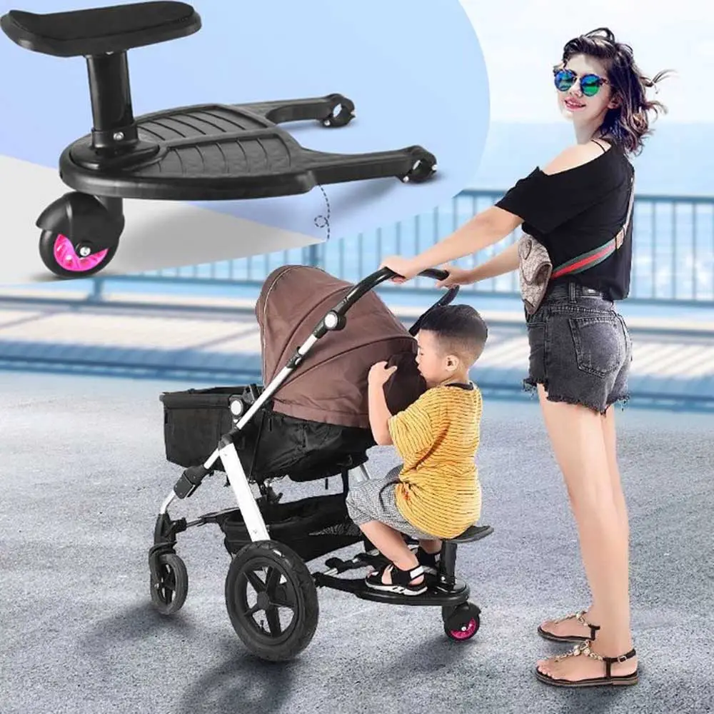 2 in 1 Baby Stroller Kid Board Comfort Wheeled Board with Detachable Seat,Glider Ride On step Board