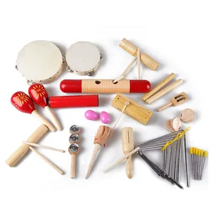 21pcs木制乐器，打击乐器宝宝益智音乐卡通沙锤沙球木制玩具