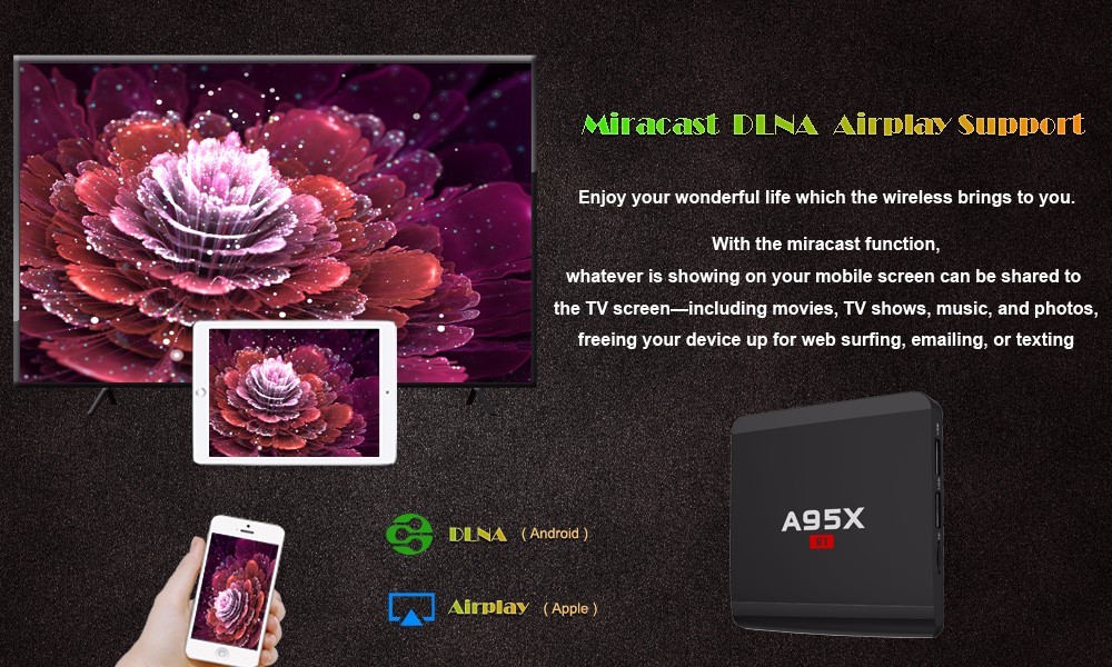 Alta Calidad 1 + 8 GB Rk3229 R1 Quad-core Android 6.0 2.4G wireless TV Box