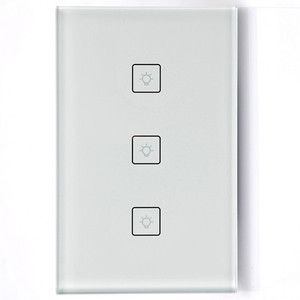 Interrupteur mural tactile intelligent Wifi à 3 gangues avec variateur d'intensité lumineuse - Product Image 1