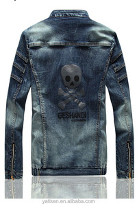 Giacca in Denim <span class=keywords><strong>Slim</strong></span> <span class=keywords><strong>Fit</strong></span> da <span class=keywords><strong>Uomo</strong></span>, Produzione OEM, Vendita all'Ingrosso, Alta Qualità, <span class=keywords><strong>Cappotto</strong></span> Casual Autunno/Inverno con Bottone Singolo - Product Image 3