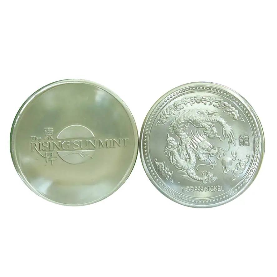 Nikkel Metalen Prijzen 1 Oz 999 Fine Pure Nikkel Dragon Bullion Coin C95