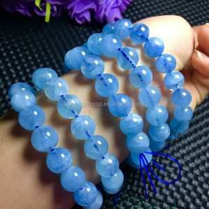 Niza redonda natural Aquamarine piedras preciosas naturales individuales pulsera anillo - Product Image 5