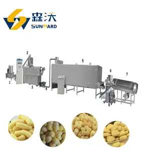 Factory supplier Stainless Steel Puffed flour inflating snacks production extruder processing line