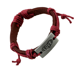 Nouvelle Arrivée Gravé Amour Charme Bracelets En Cuir Manchette Armure Wrap En Cuir cire cordon bracelet Pour Adolescent <span class=keywords><strong>Couple</strong></span> peau de vache chanvre bracelet - Product Image 3