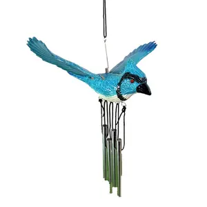 Osgoodway Wholesale Lifelike Bells Flying Bird Plastic Garden Ornament Wind Chime For Yard Decor