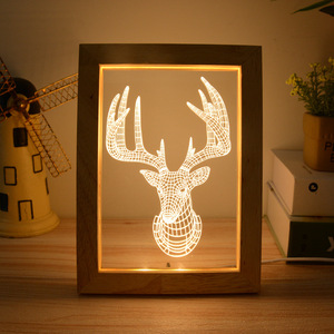 Nueva foto Marco de decoración, luz de noche 3D USB led luz de la tabla Usb Lámpara de luz Led lámpara
