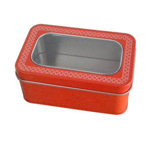 Có thể tái chế kim loại hình chữ nhật hộp thiếc với cửa sổ <span class=keywords><strong>PVC</strong></span> - Product Image 1