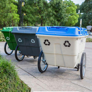 Volume de 400 litres en plastique déchets peut poussière container avec quatre roues - Product Image 3