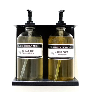 Porte-savon mural en acrylique noir personnalisé, <span class=keywords><strong>double</strong></span> porte-shampoing - Product Image 3