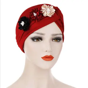 Penggunaan sehari-hari Bandana topi Turban wanita topi selendang kerut wanita topi katun padat syal kepala