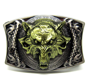 Kepala serigala 40mm dua warna gesper sabuk barat 3D Italia, gesper sabuk 3D kustom - Product Image 2