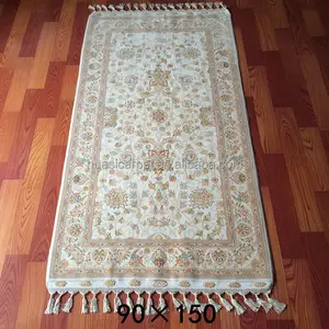 3x5ft الفارسي الحرير اليدوية سجادة صلاة تركيا أبيض أشعث سجاد صوف
