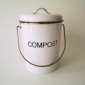 Cream Metal Kitchen <strong>Compost</strong> Caddy - Composting <strong>Bin</strong> for <strong>Food</strong> Waste Recycling - Product Image 3