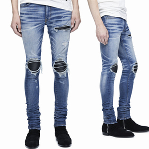 OEM nuevo diseño hombre Vintage desgastado Denim Biker pantalones para hombre rasgado Stretch rasgado Robin Jeans 0001 - Product Image 2