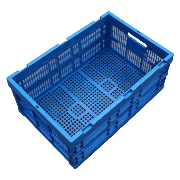 Plastic Turnover Basket Folded Stackable Storage Baskets for Harvest Fresh Food and Fruit collapsible crates