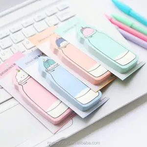 Custom Kawaii Drinking Milk Bottle Sticky Notes Set Cute Memo Pad DIY Message Sticker Stationery Sticky Note Manufacturer