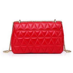 High Quality Beautiful Shoulder Crossbody Bags Guangzhou Manufacturer Embroidery <strong>Red</strong> Woman Leather <strong>Handbag</strong> with Chains - Product Image 4