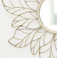 Salon salle de bain fleur forme sunburst cadre métallique décoratif or miroir