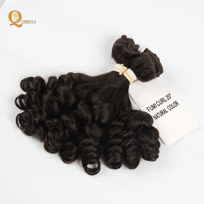 New Style Brazilian Bouncy Curl Human Hair Bundle Pixie Curly Weave Virgin Fumi Hair Pissy Curls Hair Double Drawn Bundle