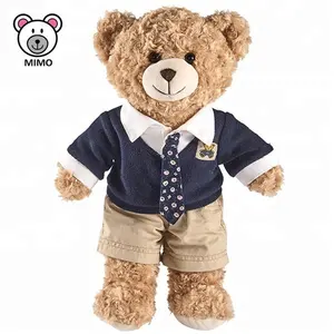 Souvenir Gift Cute Custom Plush Uniform Teddy Bear With Suits Wholesale Standing Cartoon Kids Stuffed Soft Teddy Bear Plush Toy