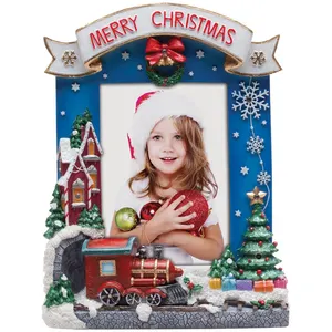 2017 Venda quente Resina Picture Frame Light Up Merry Christmas Frame Da Foto Da Resina