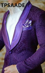 Costume de style smoking 2 pièces <span class=keywords><strong>violet</strong></span> pour homme, veste, <span class=keywords><strong>pantalon</strong></span>, châle et revers, modèle de costume WF155, livraison gratuite - Product Image 2