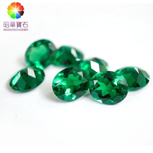 พลอยสังเคราะห์นาโนคริสตัลสีเขียวมรกตทรงรีเจียระไนแบบดอกไม้ สีเขียวสปิเนล - Product Image 5
