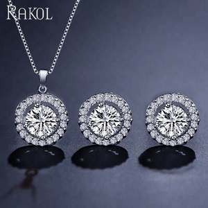 RAKOL SP266 Simple Crystal <strong>Bridal</strong> <strong>Jewelry</strong> <strong>Set</strong> CZ Zircon Round Pendant Necklace Earrings <strong>Set</strong> - Product Image 4
