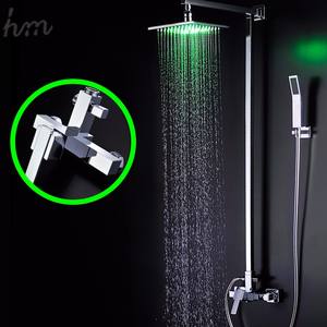 Ensemble <span class=keywords><strong>de</strong></span> douches LED carrées avec douchette à main et <span class=keywords><strong>barre</strong></span> coulissante pour accessoires <span class=keywords><strong>de</strong></span> salle <span class=keywords><strong>de</strong></span> bain, robinets - Product Image 4