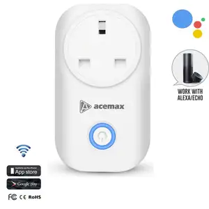 2018 novo smart wifi funciona com o amazon alexa tomada inteligente Wifi 2.4G tomada de Controle Remoto com luzes Led