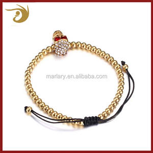 18k <span class=keywords><strong>oro</strong></span> plateado <span class=keywords><strong>de</strong></span> acero inoxidable <span class=keywords><strong>de</strong></span> <span class=keywords><strong>la</strong></span> joyería <span class=keywords><strong>de</strong></span> <span class=keywords><strong>la</strong></span> semilla Mens pulseras <span class=keywords><strong>de</strong></span> cuentas rojo ojos cráneo pulsera - Product Image 2