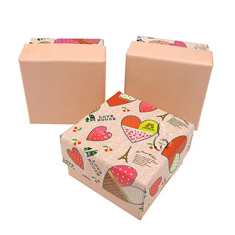 Jewelry Ring Bracelets Earring Gift Packaging Small Kraft Paper Box With Heart