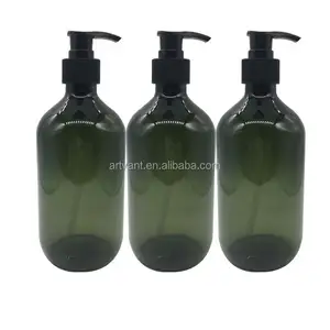 2017 neue 500 ml Leere Grüne Plastikflasche für Shampoo Lotion Duschgel PET Kunststoff Shampoo Boston Flasche Mit Pumpe Dispenser