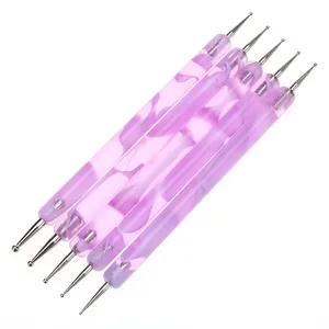 Yimart 5pcs Cristal Roxo 2 em 1 Nail Art Dotting Pen Nail Tools