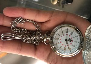 Commercio all'ingrosso Liscio Luminoso Retrò doppia faccia nastro del Nero Della Catena Chiave Argento Romano orologio Da Tasca - Product Image 4